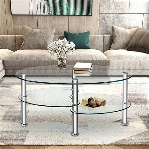 For Cheap Oval Coffee Table With Shelf